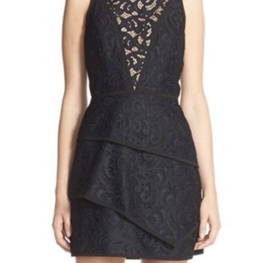 Bcbgmaxazria Black Lace Mini Dress | Size 8